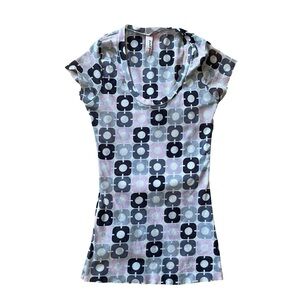 Vintage Sweet Pea Mesh Geometric Patterned Women's Top